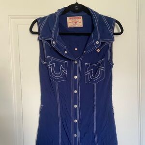 True Religion Western-Style Denim Swim Shirt